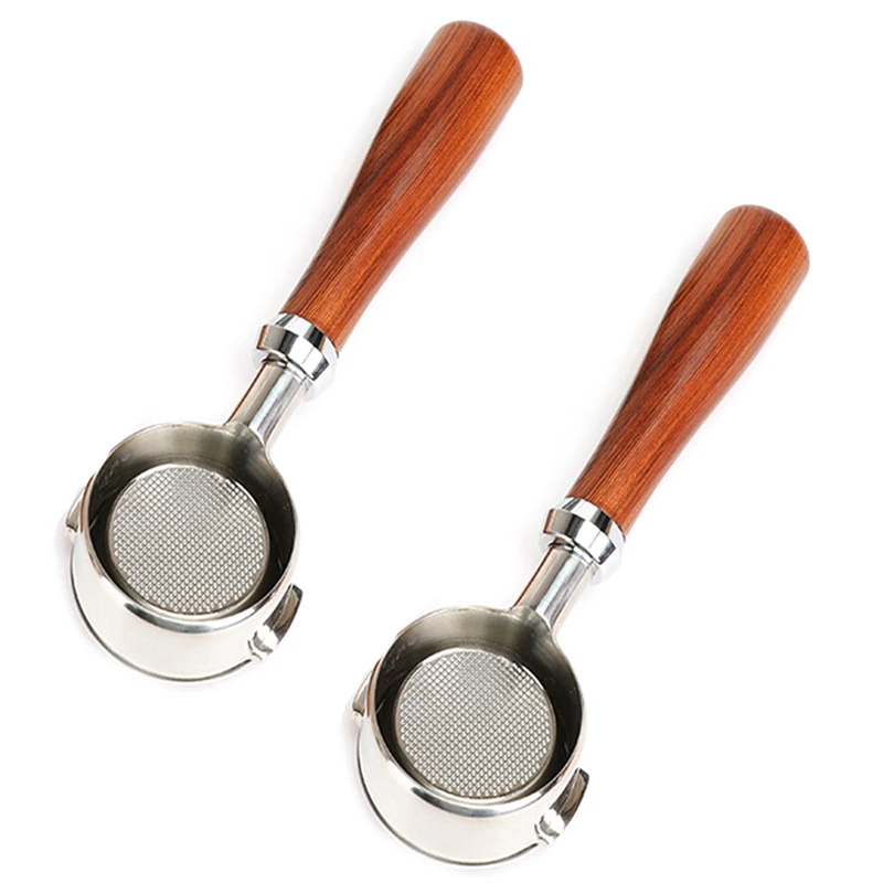 

2X Coffee Bottomless Portafilter Coffee Machine Wood Handle Filter Coffee Accessories For Welhome KD-310/KD-510 K888