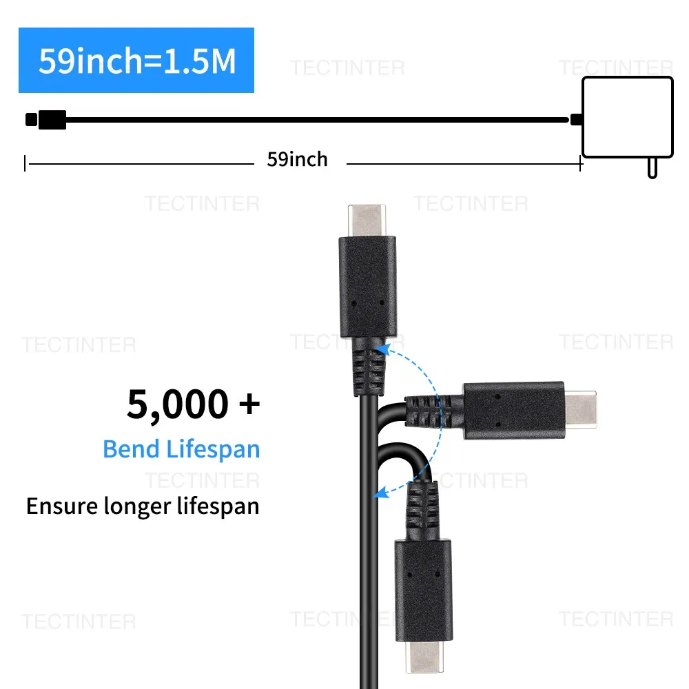 Chargeur USB-C 45W Universel Avec Câble - Alimentation 5V/9V/12V/15V/20V - Prises UK/EU Incluses