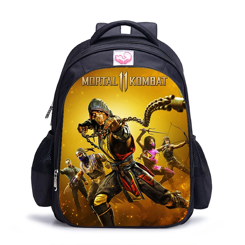 

16 inch Mortal Kombat Book Backpack Student Schoolbag Teenager Boys Girls Shoulder Bags Orthopedic College Mochila