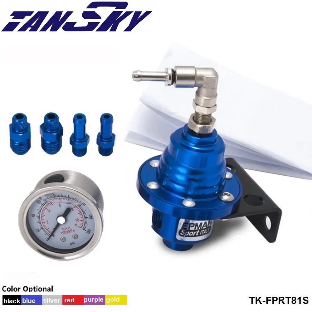 EPMAN Sport Adjustable Fuel pressure Regulator FPR Universal turbo+Liquid Gauge 0-160 Psi Universal For All Car TK-FPRT81S