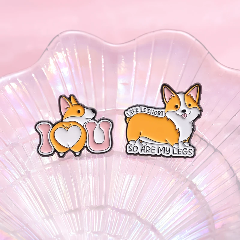 Niedliche Corgi Hund Emaille Pins benutzer definierte Sie sind mein Honig Brötchen Broschen Revers Abzeichen Cartoon Tiers chmuck Geschenk für Kinder Freunde – Detail 7