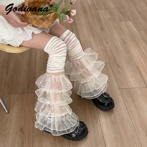 Long Sock for Lady Hot Girl Sweet Girl Pure Style Japanese Y2K Harajuku Lace Stitching Lace Women Socks Sweet Sexy Stockings