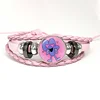 Style Funny Bfb X And Four,Pink Leather Bracelet Glass Cabochon Button Multilayer Bangles Wristband Gift 1