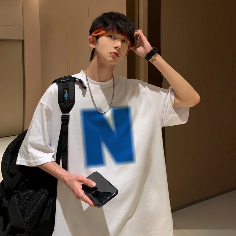 

Футболка мужская оверсайз, белый хлопковый топ с надписью, цвет 5XL