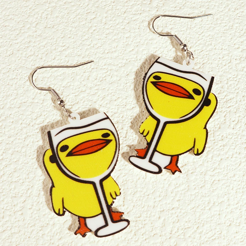 Animal earrings Earrings Women Girls Hip Hop Cute Exaggeration Special Creativity Jewelry Cartoon Animal Alien Frog Duck Goose Cat