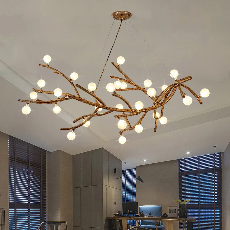 Nordic Retro LED Chandelier For Living Bedroom Tree Branch Art Ceiling Pendant Lights Brown Antique Hanging Lamp Decor Lighting led chandelier ceiling chandelier art lighting fixtures