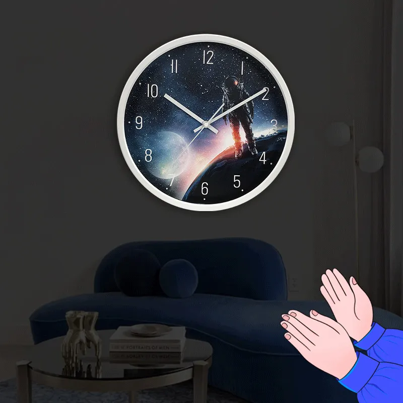 12 Inch Digital Wall Clock Voice Control Luminous Star Universe Series