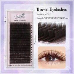 Yelix Dark Brown Mixed Length Lash Extensions - Natural Volume Lashes - 7mm (Dark Brown)