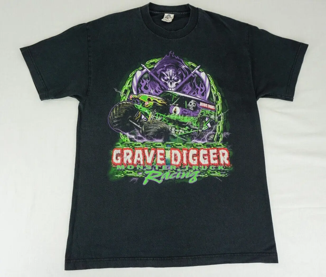 2011 Grave Digger Monster Truck Racing Camicia Nera Etichettata Grande Monster Jam