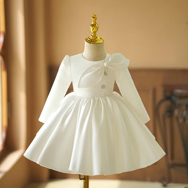 

Gardenwed Flower Girl Dresses Bow Puffy Little Girl Dress Satin Princess Dress Baby Girl Dresses First Communion Bow