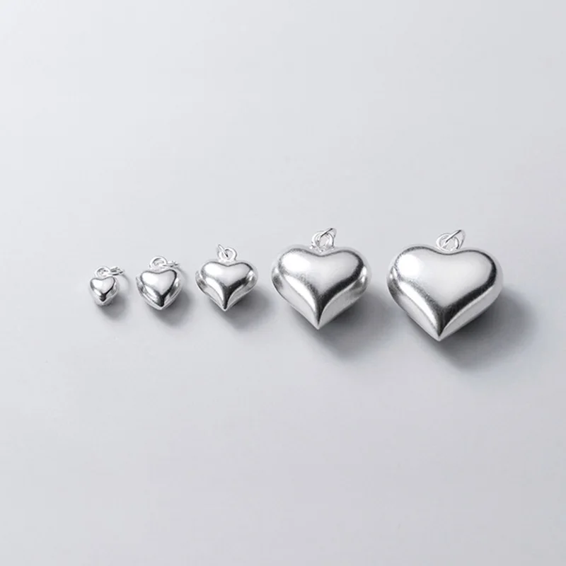 Silver Pendant Silver Necklace Charms 925 Sterling Silver 3D Love Heart