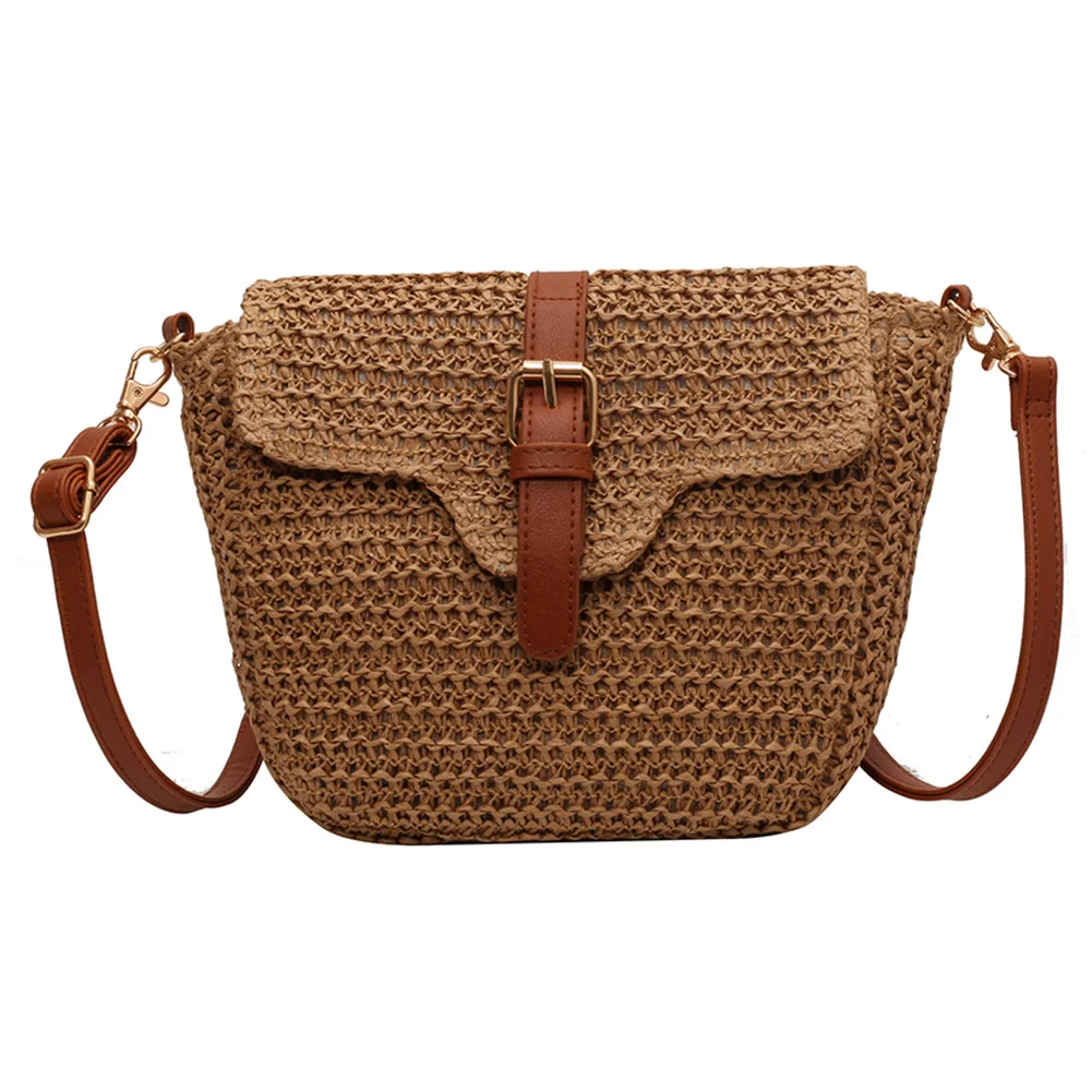 Woven Paper Rope Crossbody Bag for Women Summer Fashion