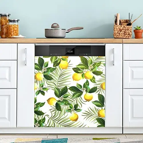 susiyo Dishwasher Tropical Palm Leaves Yellow Lemons Dish