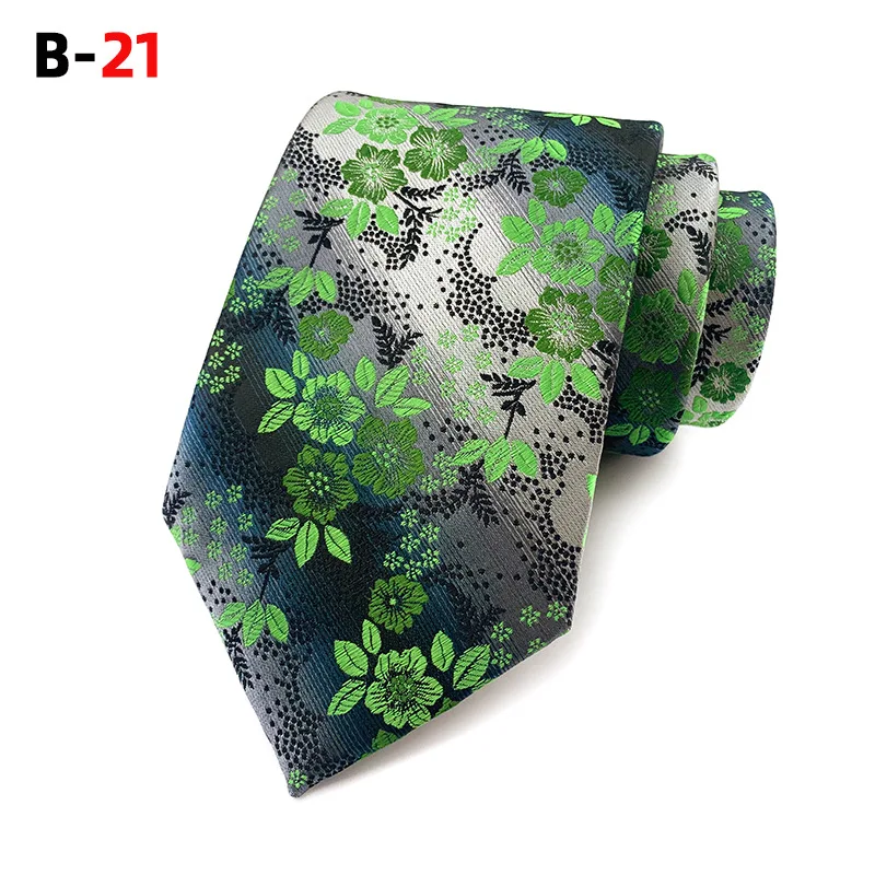 Herren-Krawatte, 8 cm, blau, grün, floral, kariert, Business-Krawatte, Herren, klassisch, Alltagskleidung, Jacquard-gewebte Krawatte für Hochzeit, Party, Geschenk – Detail 19