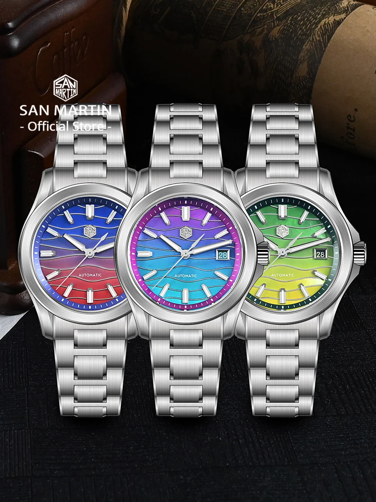 San Martin Official New 39mm Gradient Color Splicing MOP Dial Miyota 9015 Men Automatic Mechanical Watch Waterproof 100m SN0150 - Image 2