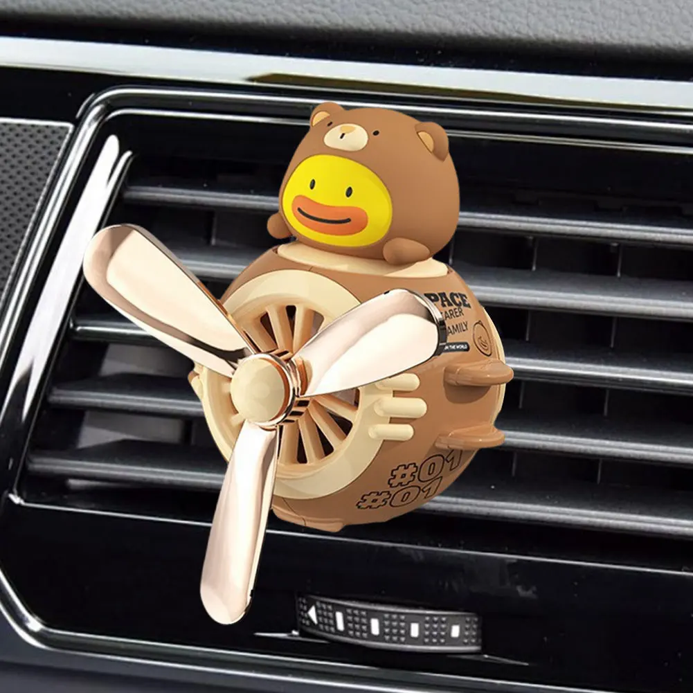 Rotating Airplane Pilot Bear Car Air Fresheners Accessories Interior Decorations Fan Vent Clips Perfume Fragrance Diffuser Aroma