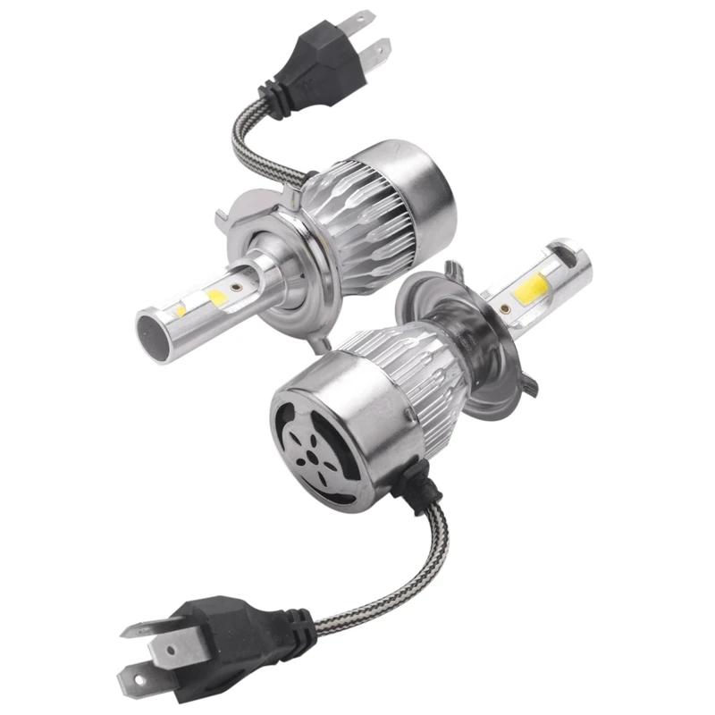 New 6pcs C6 Led Car Headlight Kit Cob H4 36w 7600lm White Light Bulbs