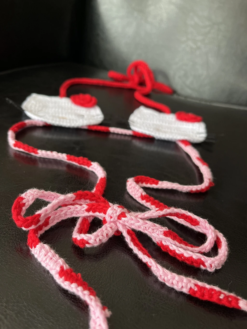 Handmade Brazil Crochet String Tiny Bikini Set Sexy Bathing Suit Checkered Red and Pink Bowknot Beachwear Swim Suits Custom women swimsuit,women two piece sets