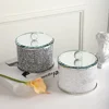 Crystal Glass Biscuit Container Jar Tin with Lid Kitchen Counter Storage Silver Trimmings Crystal Filled Decorative Storage Box 6