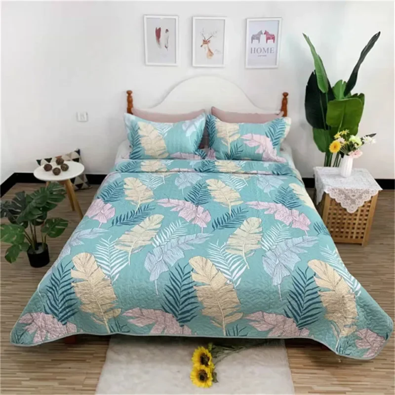 

Fashion Bedding Quilted Bedspread on The Bed Floral Print Summer Duvet Quilt Blanket AB Sides Coverlet Cubrecam Bed Cover Colcha