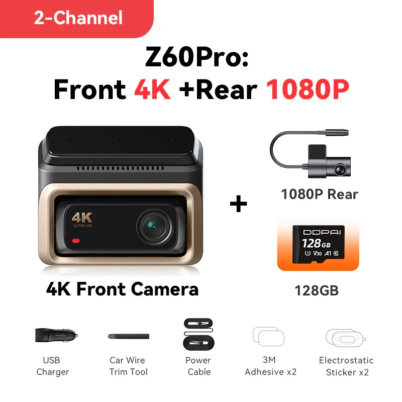 DDPAI Z60 ドライブレコーダー 4K 前後カメラ Z60 4K Dash Cam