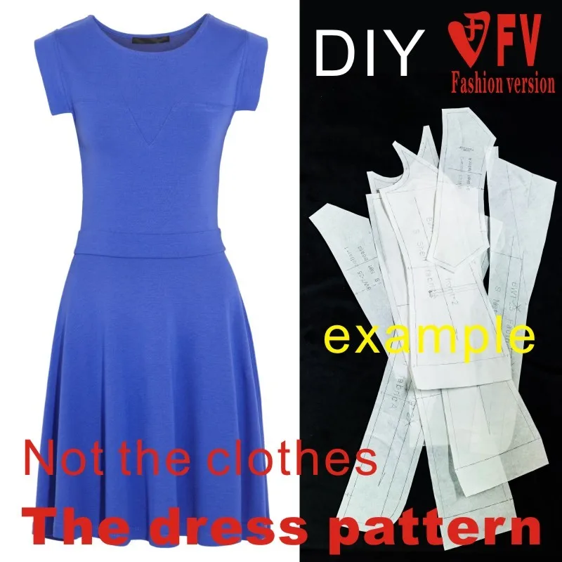 Knit Elasticity is very big Clothing DIY The dress Dresses Sewing Pattern cutting drawing Dress Sewing Template BLQ-64