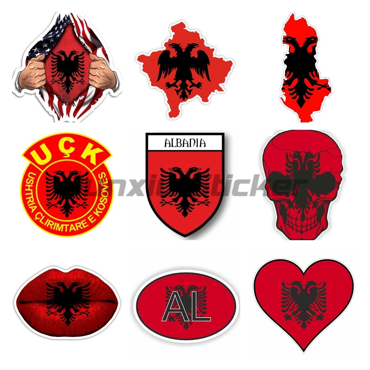 Albanian Coat of Arms Sticker Flag Map Self Adhesive Decal Albania