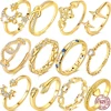 Exquisite Gold Color Series 925 Sterling Silver Classic Zircon Heart Shaped Star Moon Ring Charm Jewelry Birthday Party Gift