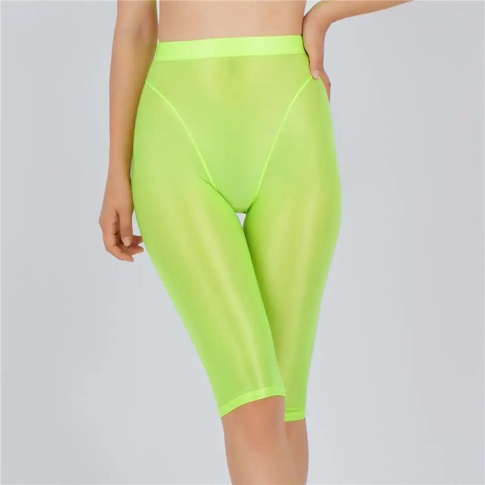 Sexy Women Thin Sheer See Through High Waist Shorts Pants Candy Color Elastic Shaper Hot Short Soft Casual Yoga Short Pant