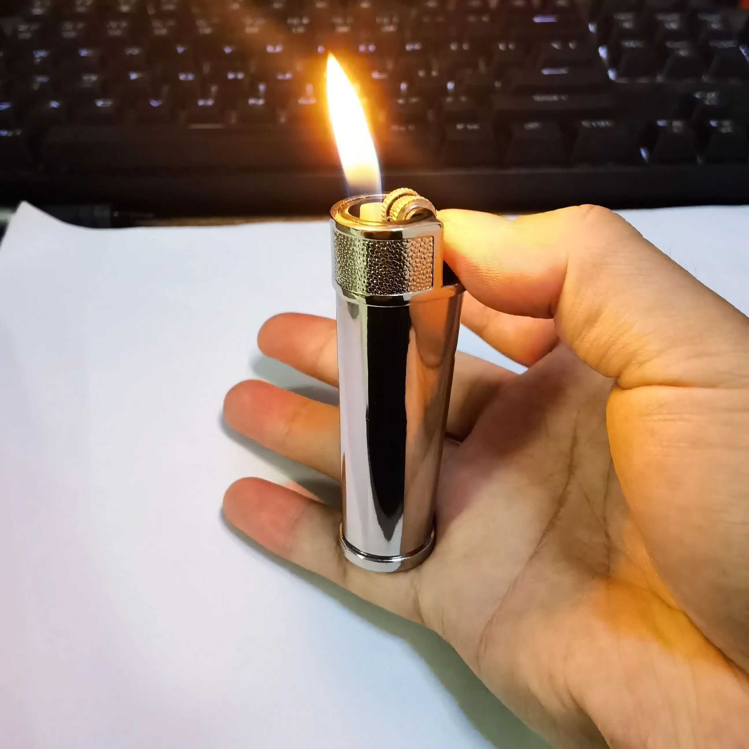 高輝度クロム亜鉛合金シェルケースクリッパー Cp11 ガスライターレザー