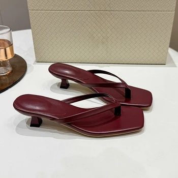Summer Women Clip Toe Slippers Comfort Low Heel Slides Shoes Ladies Casual Dress Street Style Sandalis 1