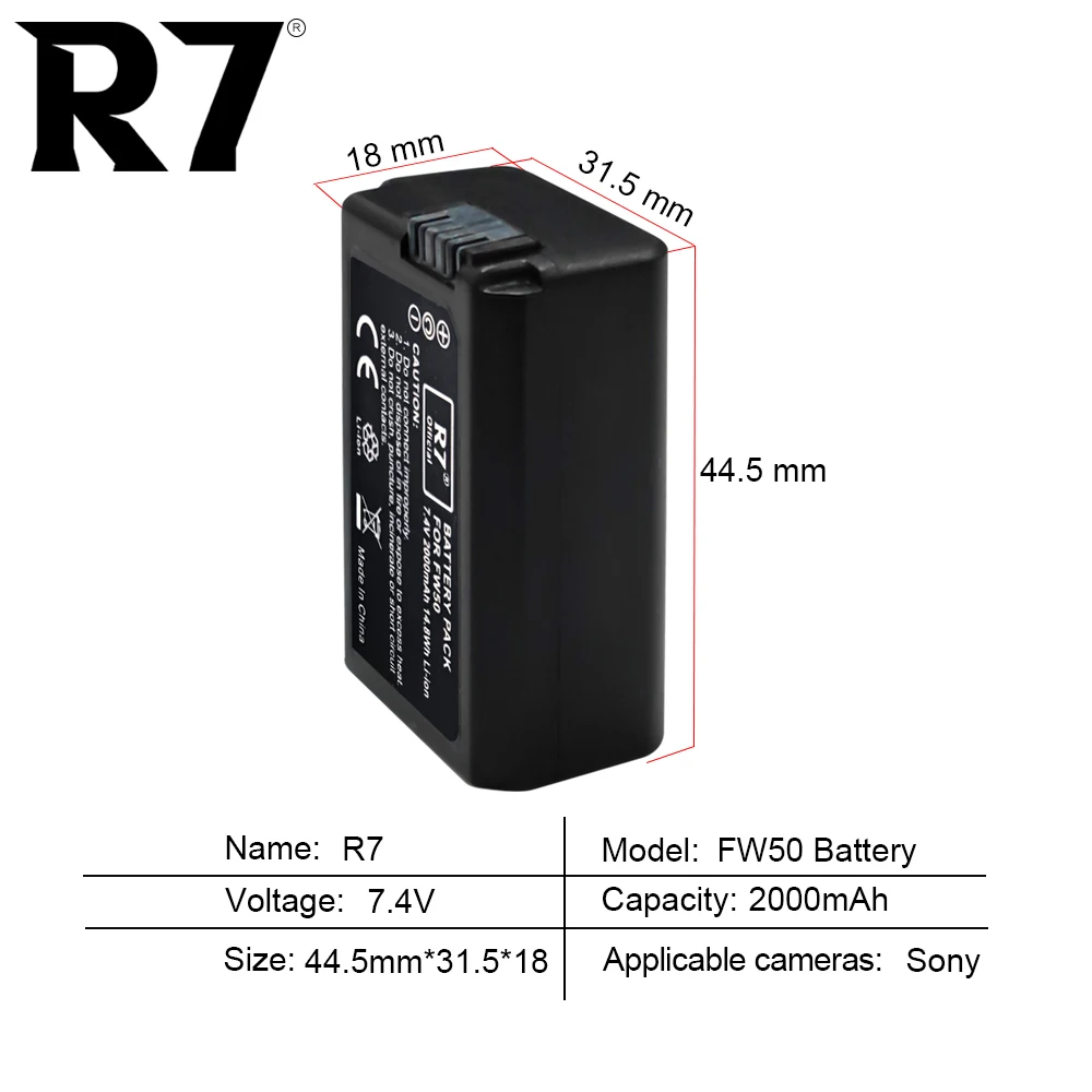 Batre Sony A6000 A6400 Battery R7 Np-fw50 Camera Battery For Sony