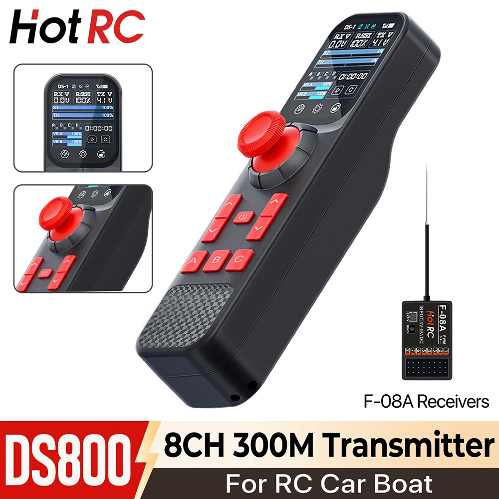 Récepteur F-08A connecté à la télécommande HotRC DS800 pour voiture ou bateau RC