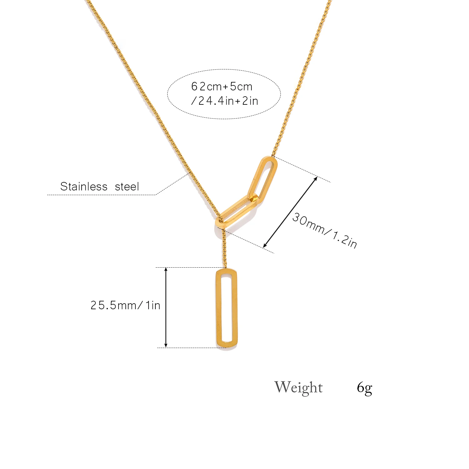 Elegant 18K Gold Plated Long Necklace with Delicate Pendant - Hypoallergenic Stainless Steel Chain