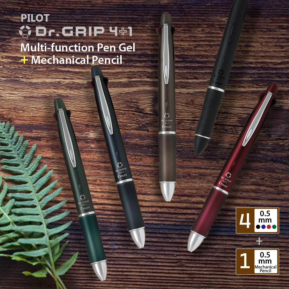 Pilot Dr. Grip 4+1 Multi-Function Pen Gel Pen 4-Color 0.3/0.5mm Mechanical Pencil Acro Ink Stationery for School & Office