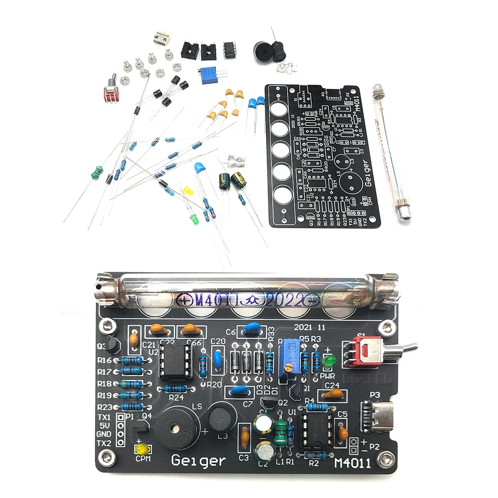 DIY Geiger Counter Kit Assembled Radiation Detector System Miller Tube Nuclear Radiation Detector Geiger Counter Kit Board