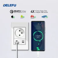 DELEFU White Tempered Glass Israel USB Type C Fast Charging Wall Socket Light Tuya Wifi Smart Switch Sat TV Tel Doorbell Curtain - Image 5