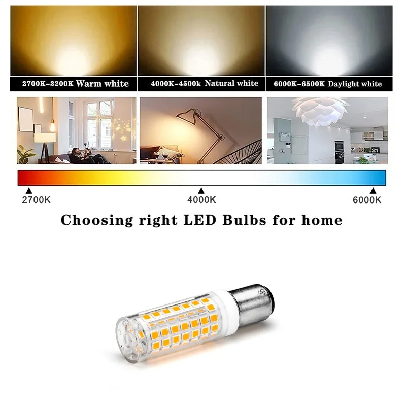 이중 접촉 LED 전구, 재봉틀용 매우 밝은 전구, 220v Ba15d, 6W