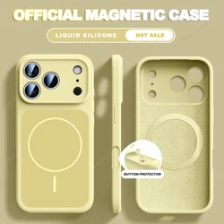 Premium Liquid Silicone Magnetic Phone Case - Shockproof Soft Cover with MagSafe Compatibility - iPhone 14 (Milk Yellow)