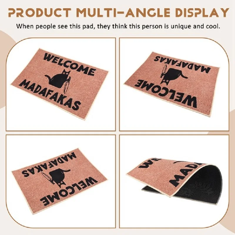 Dark Cat Welcome Madafakas Full Print Doormat Fun Doormat Home Decor Kitchen Bathroom Decor Give People Fun Gifts