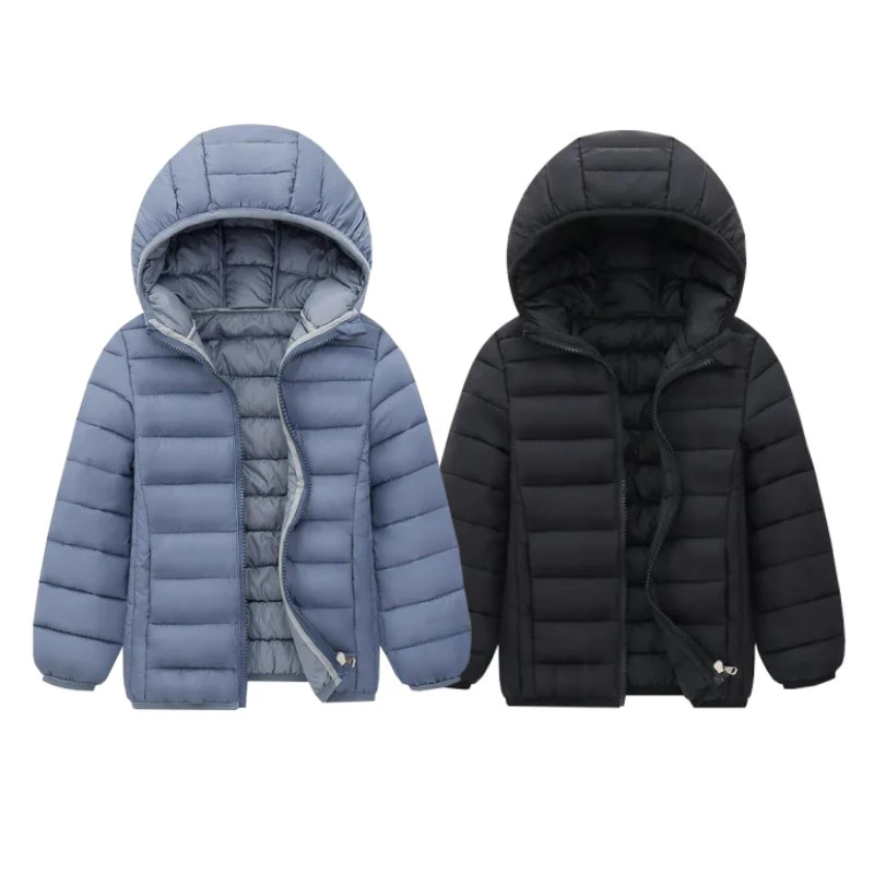 6-14 Years Boys Lightweight Down Jacket Children Girl Winter Autumn Cotton Coat Warm Hooded Outerwear Teen Sports Casual Clothes