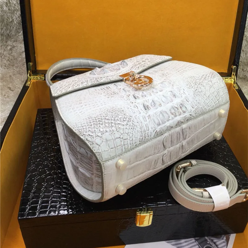 Genuine White Alligator Doctor Purse | Exotic Crocodile Crossbody
