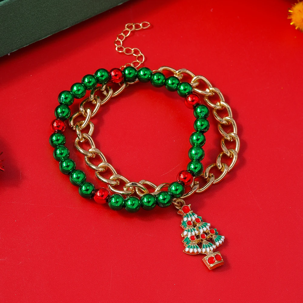 Leslie Fashion Weihnachtsarmband Weihnachtsbaum Glocke Hirsch Schneemann Schneeflocke Armband-Set für Frauen Frohes Neues Jahr Schmuck Geschenke – Detail 14
