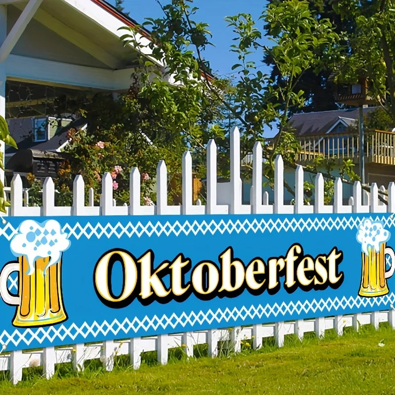Oktoberfest Feier Banner-blau und weiß karierten Bier garten Auflistung