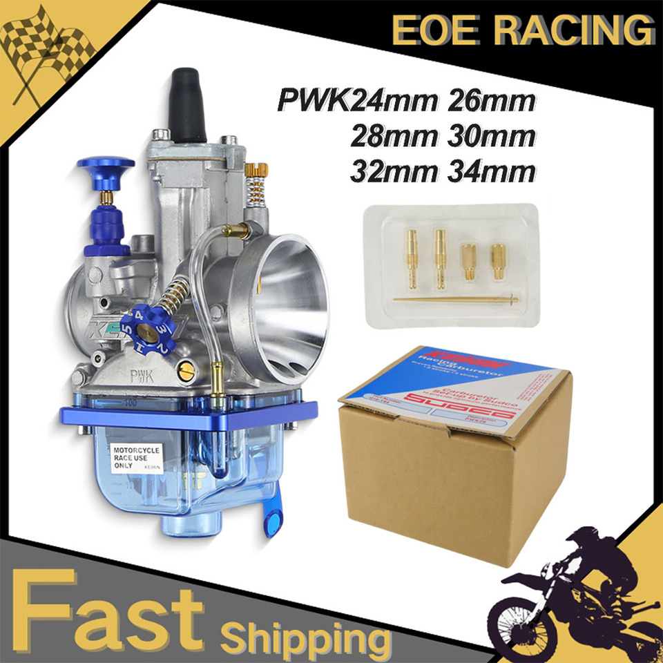For KEIHIN KOSO OKO PWK 24 26 28 30 32 34mm Blue Bowl 2T 4T Scooter ATV Dirt Bike Universal Racing Carburetor With Power Jet