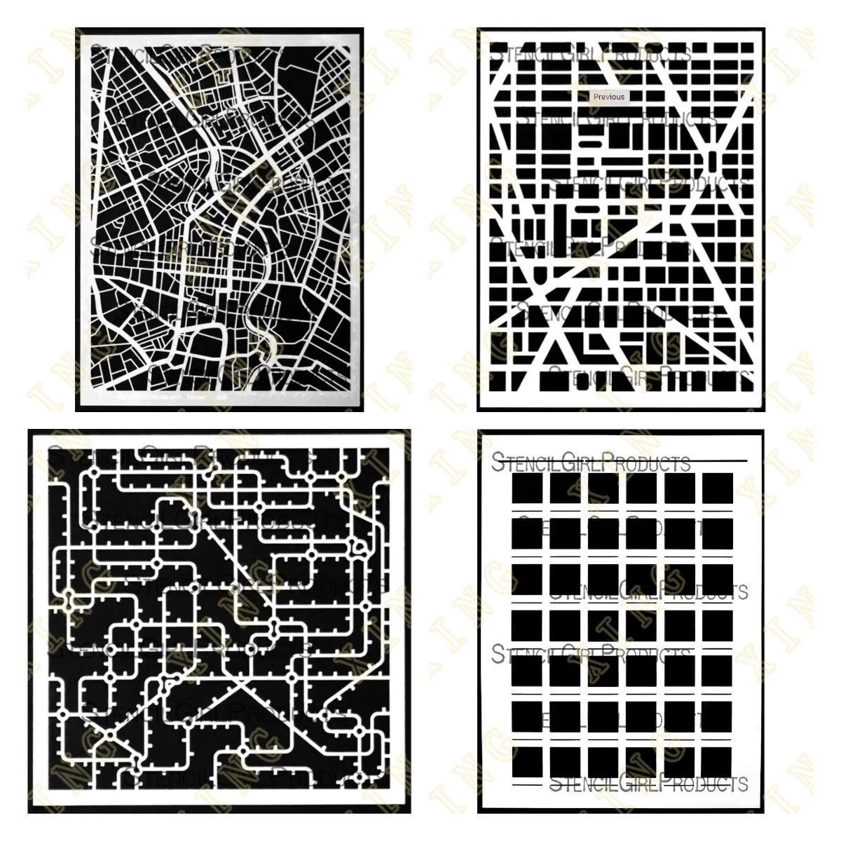 New Abstract Metro Map Pattern Color Swatch Grid Layering Stencils Painting Diy Scrapbook Coloring Embossing Paper Card Template