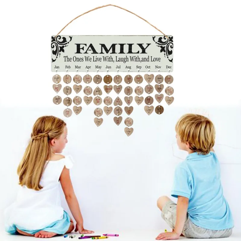 Wooden Calendar Hanging Tags for Birthday Parties Home Decoration Creative Handmade Calendar Crafts and Hanging Orna