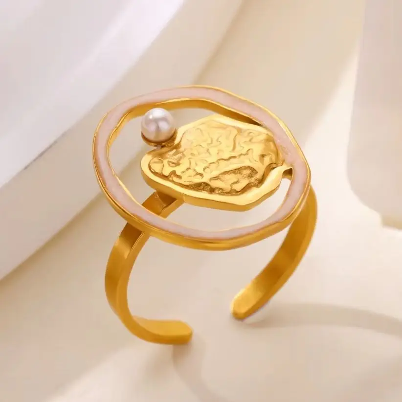 Geometric Imitation Pearls Rings For Women