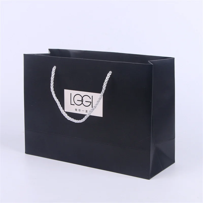 Louse Philippe Black Paper Bags With Foil Stamping for Shopping