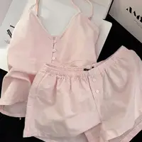 Sweet Stripe V-Ne Strap Spwear Women's Summer Slim Fit Vest orts Home Clothes Large Size Set Youth Cotton Pajamas - Image 3